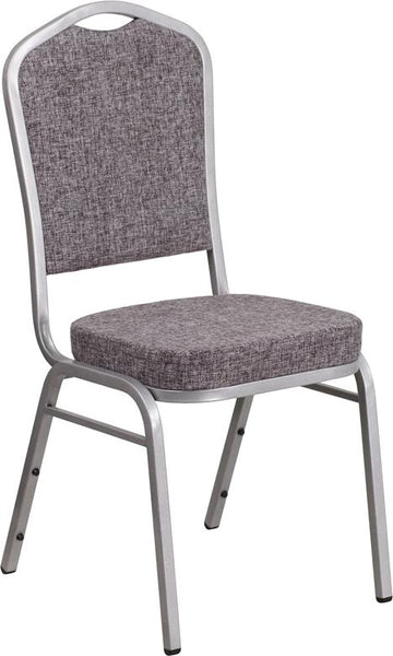 Flash Furniture HERCULES Series Crown Back Stacking Banquet Chair in Herringbone Fabric - Silver Frame - FD-C01-S-12-GG