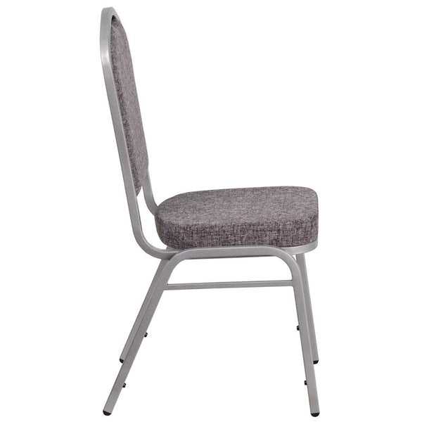 Flash Furniture HERCULES Series Crown Back Stacking Banquet Chair in Herringbone Fabric - Silver Frame - FD-C01-S-12-GG