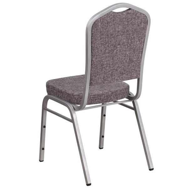 Flash Furniture HERCULES Series Crown Back Stacking Banquet Chair in Herringbone Fabric - Silver Frame - FD-C01-S-12-GG