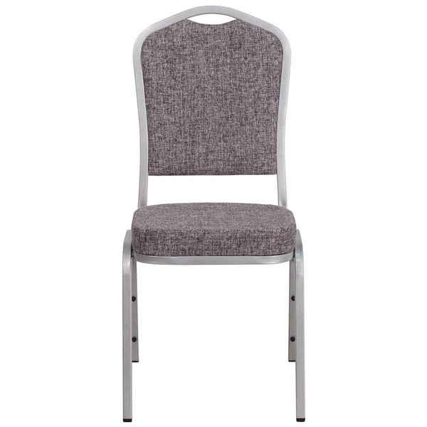 Flash Furniture HERCULES Series Crown Back Stacking Banquet Chair in Herringbone Fabric - Silver Frame - FD-C01-S-12-GG