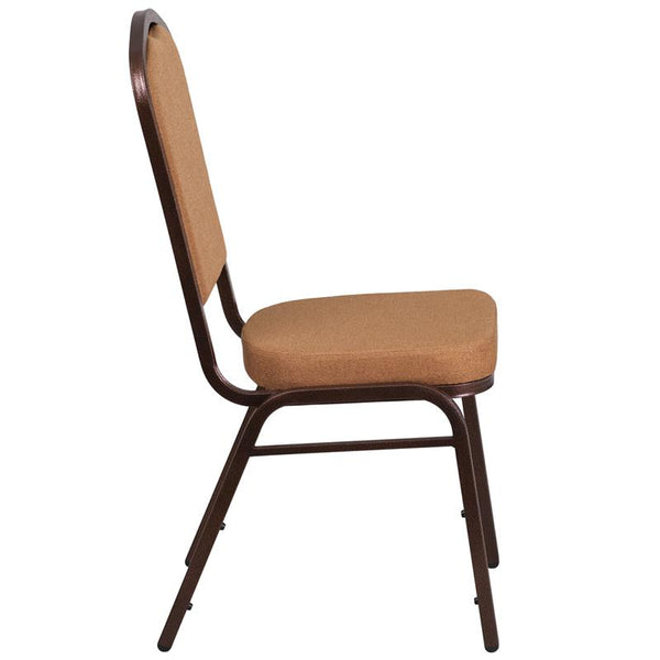 Flash Furniture HERCULES Series Crown Back Stacking Banquet Chair in Light Brown Fabric - Copper Vein Frame - FD-C01-C-4-GG