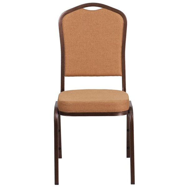 Flash Furniture HERCULES Series Crown Back Stacking Banquet Chair in Light Brown Fabric - Copper Vein Frame - FD-C01-C-4-GG