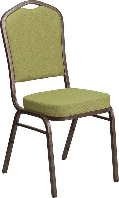 Flash Furniture HERCULES Series Crown Back Stacking Banquet Chair in Moss Fabric - Gold Vein Frame - FD-C01-GV-8-GG