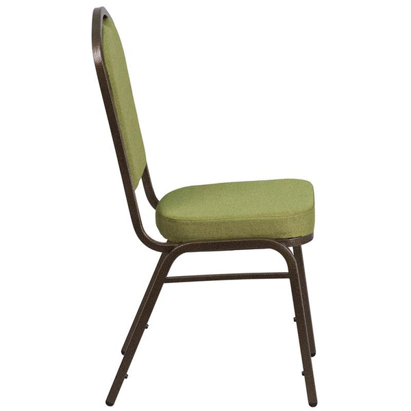 Flash Furniture HERCULES Series Crown Back Stacking Banquet Chair in Moss Fabric - Gold Vein Frame - FD-C01-GV-8-GG