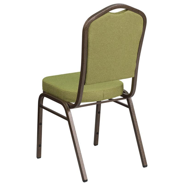 Flash Furniture HERCULES Series Crown Back Stacking Banquet Chair in Moss Fabric - Gold Vein Frame - FD-C01-GV-8-GG