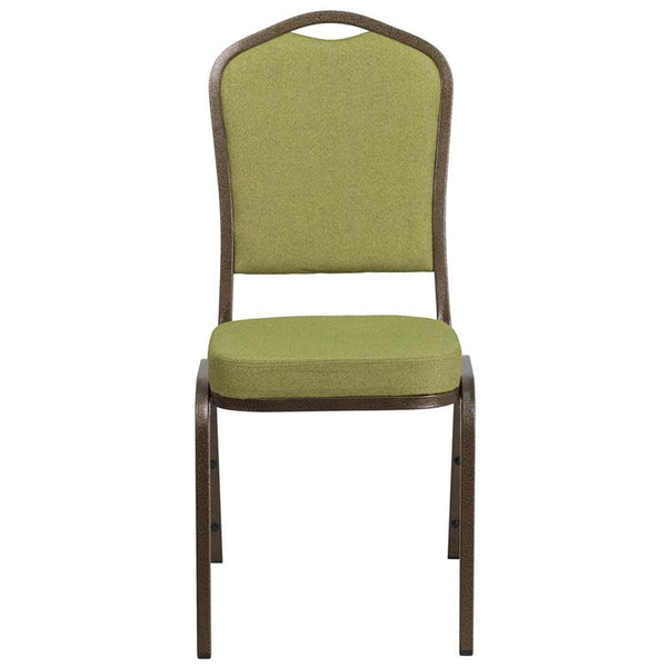 Flash Furniture HERCULES Series Crown Back Stacking Banquet Chair in Moss Fabric - Gold Vein Frame - FD-C01-GV-8-GG