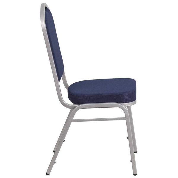 Flash Furniture HERCULES Series Crown Back Stacking Banquet Chair in Navy Fabric - Silver Frame - FD-C01-S-2-GG