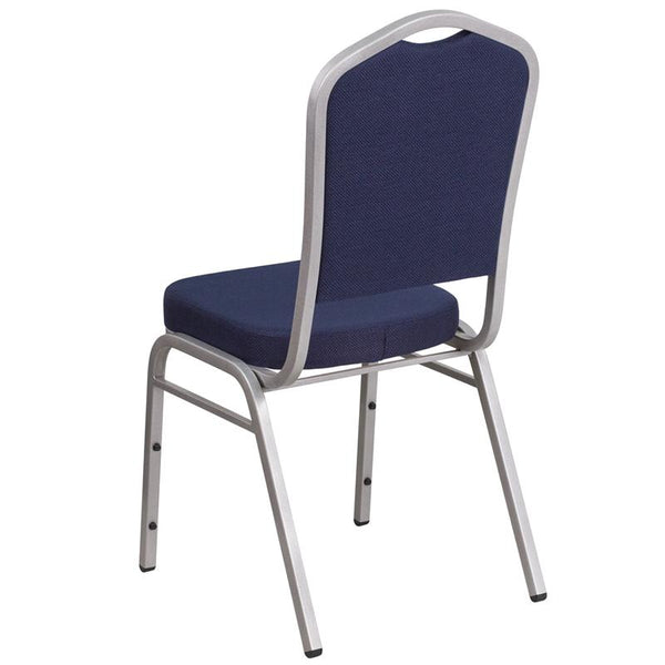 Flash Furniture HERCULES Series Crown Back Stacking Banquet Chair in Navy Fabric - Silver Frame - FD-C01-S-2-GG