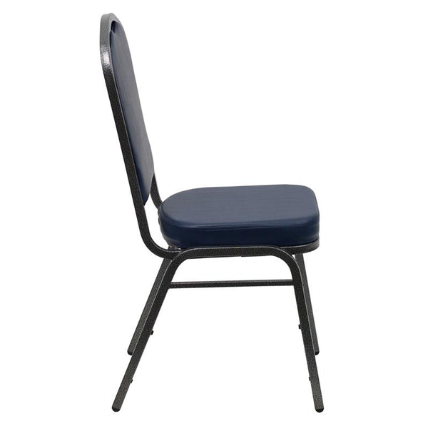 Flash Furniture HERCULES Series Crown Back Stacking Banquet Chair in Navy Vinyl - Silver Vein Frame - FD-C01-SILVERVEIN-NY-VY-GG