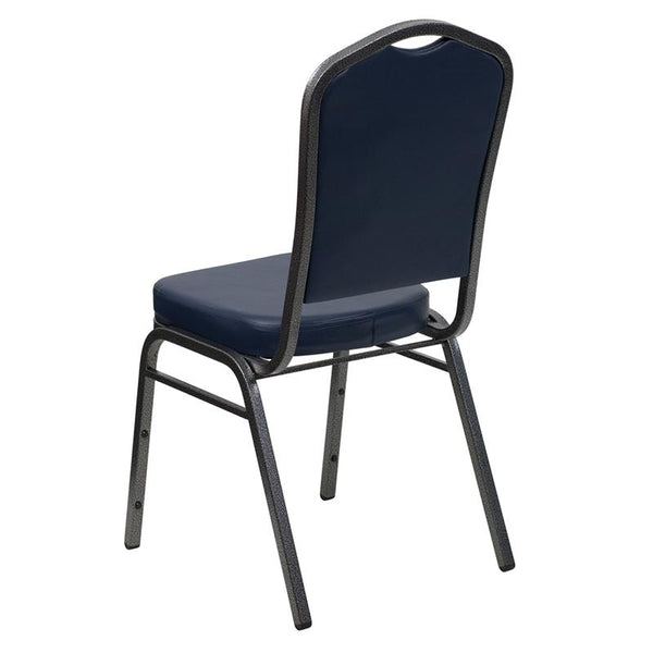 Flash Furniture HERCULES Series Crown Back Stacking Banquet Chair in Navy Vinyl - Silver Vein Frame - FD-C01-SILVERVEIN-NY-VY-GG