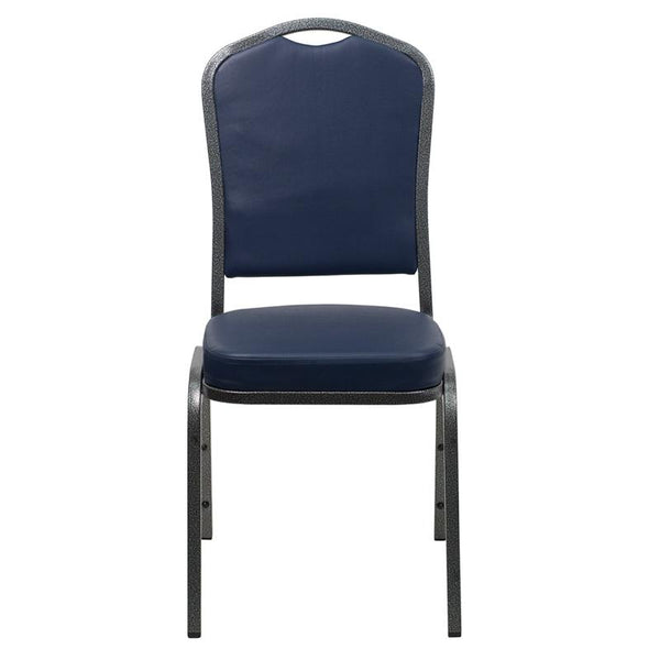 Flash Furniture HERCULES Series Crown Back Stacking Banquet Chair in Navy Vinyl - Silver Vein Frame - FD-C01-SILVERVEIN-NY-VY-GG