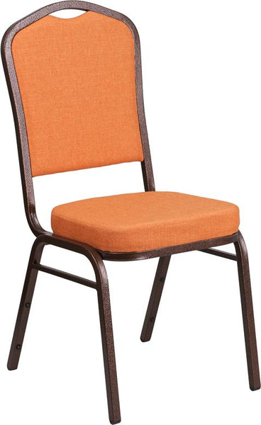 Flash Furniture HERCULES Series Crown Back Stacking Banquet Chair in Orange Fabric - Copper Vein Frame - FD-C01-C-9-GG