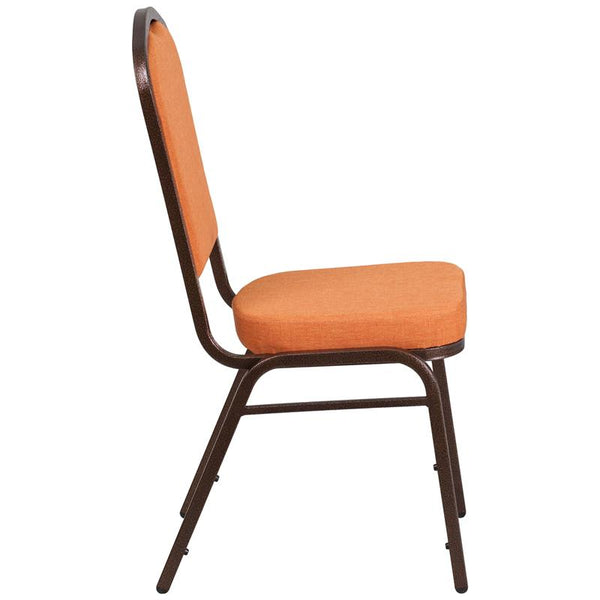 Flash Furniture HERCULES Series Crown Back Stacking Banquet Chair in Orange Fabric - Copper Vein Frame - FD-C01-C-9-GG