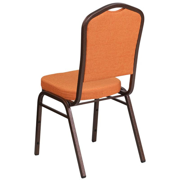 Flash Furniture HERCULES Series Crown Back Stacking Banquet Chair in Orange Fabric - Copper Vein Frame - FD-C01-C-9-GG