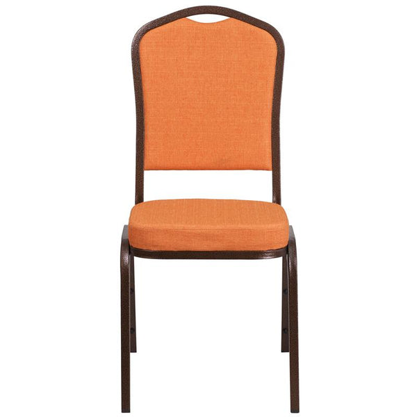 Flash Furniture HERCULES Series Crown Back Stacking Banquet Chair in Orange Fabric - Copper Vein Frame - FD-C01-C-9-GG