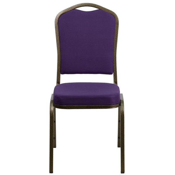 Flash Furniture HERCULES Series Crown Back Stacking Banquet Chair in Purple Fabric - Gold Vein Frame - FD-C01-PUR-GV-GG