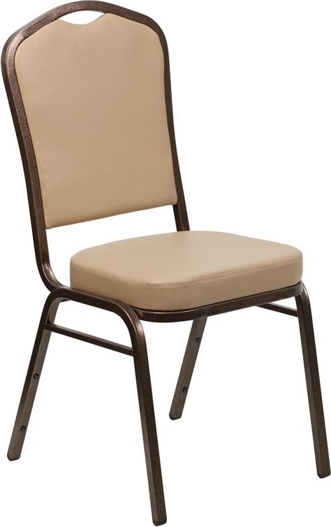 Flash Furniture HERCULES Series Crown Back Stacking Banquet Chair in Tan Vinyl - Copper Vein Frame - FD-C01-COPPER-TN-VY-GG