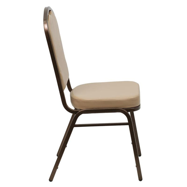 Flash Furniture HERCULES Series Crown Back Stacking Banquet Chair in Tan Vinyl - Copper Vein Frame - FD-C01-COPPER-TN-VY-GG