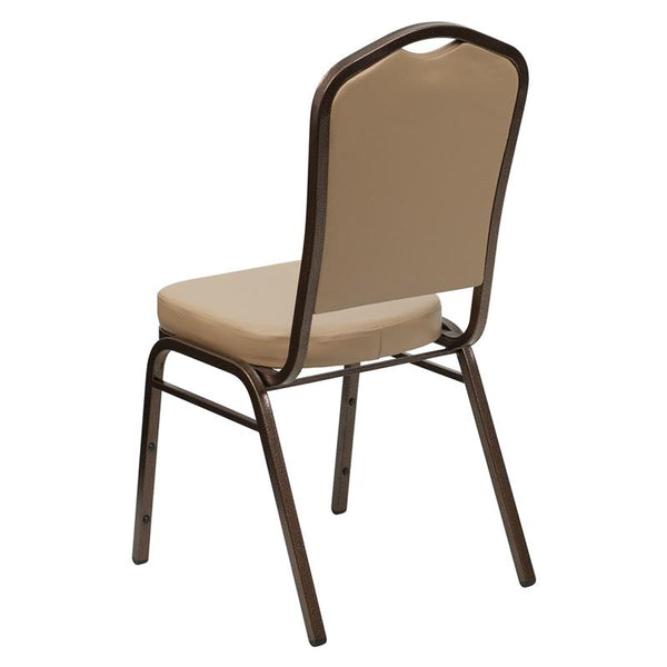 Flash Furniture HERCULES Series Crown Back Stacking Banquet Chair in Tan Vinyl - Copper Vein Frame - FD-C01-COPPER-TN-VY-GG