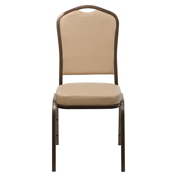 Flash Furniture HERCULES Series Crown Back Stacking Banquet Chair in Tan Vinyl - Copper Vein Frame - FD-C01-COPPER-TN-VY-GG