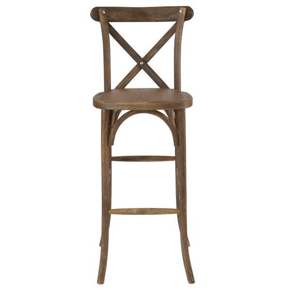 Flash Furniture HERCULES Series Dark Antique Wood Cross Back Barstool - XA-X-BAR-GO-GG