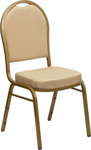 Flash Furniture HERCULES Series Dome Back Stacking Banquet Chair in Beige Patterned Fabric - Gold Frame - FD-C03-ALLGOLD-H20124E-GG