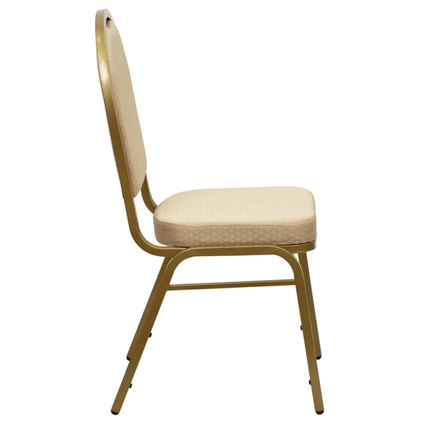 Flash Furniture HERCULES Series Dome Back Stacking Banquet Chair in Beige Patterned Fabric - Gold Frame - FD-C03-ALLGOLD-H20124E-GG