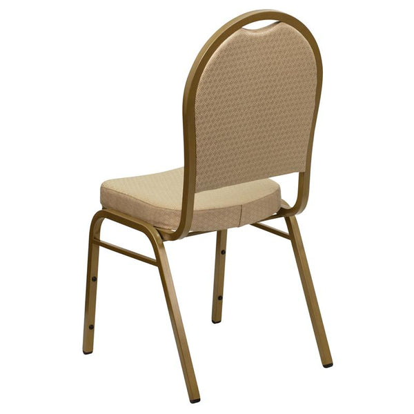 Flash Furniture HERCULES Series Dome Back Stacking Banquet Chair in Beige Patterned Fabric - Gold Frame - FD-C03-ALLGOLD-H20124E-GG