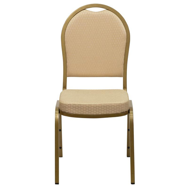 Flash Furniture HERCULES Series Dome Back Stacking Banquet Chair in Beige Patterned Fabric - Gold Frame - FD-C03-ALLGOLD-H20124E-GG