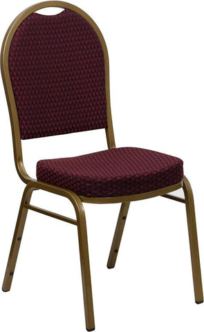 Flash Furniture HERCULES Series Dome Back Stacking Banquet Chair in Burgundy Patterned Fabric - Gold Frame - FD-C03-ALLGOLD-EFE1679-GG