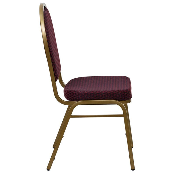 Flash Furniture HERCULES Series Dome Back Stacking Banquet Chair in Burgundy Patterned Fabric - Gold Frame - FD-C03-ALLGOLD-EFE1679-GG