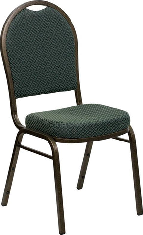 Flash Furniture HERCULES Series Dome Back Stacking Banquet Chair in Green Patterned Fabric - Gold Vein Frame - FD-C03-GOLDVEIN-4003-GG