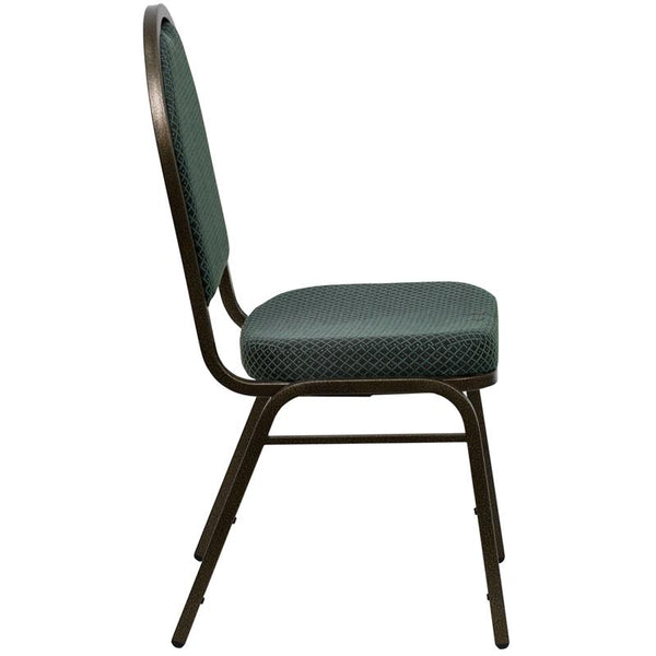 Flash Furniture HERCULES Series Dome Back Stacking Banquet Chair in Green Patterned Fabric - Gold Vein Frame - FD-C03-GOLDVEIN-4003-GG