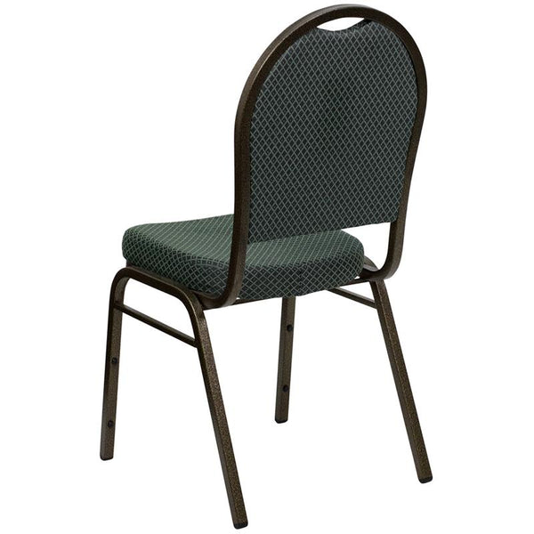 Flash Furniture HERCULES Series Dome Back Stacking Banquet Chair in Green Patterned Fabric - Gold Vein Frame - FD-C03-GOLDVEIN-4003-GG