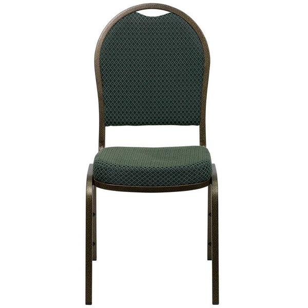 Flash Furniture HERCULES Series Dome Back Stacking Banquet Chair in Green Patterned Fabric - Gold Vein Frame - FD-C03-GOLDVEIN-4003-GG