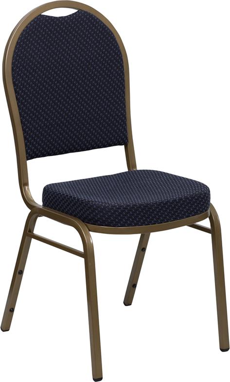 Flash Furniture HERCULES Series Dome Back Stacking Banquet Chair in Navy Patterned Fabric - Gold Frame - FD-C03-ALLGOLD-H203774-GG