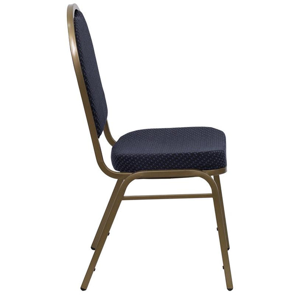 Flash Furniture HERCULES Series Dome Back Stacking Banquet Chair in Navy Patterned Fabric - Gold Frame - FD-C03-ALLGOLD-H203774-GG