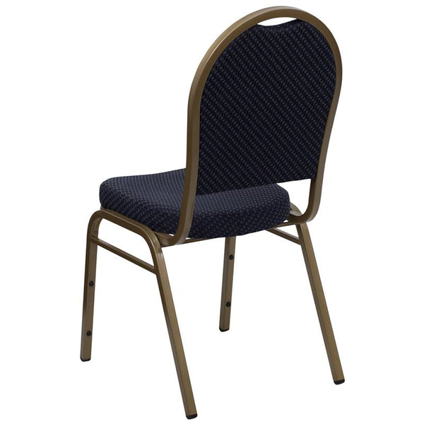 Flash Furniture HERCULES Series Dome Back Stacking Banquet Chair in Navy Patterned Fabric - Gold Frame - FD-C03-ALLGOLD-H203774-GG