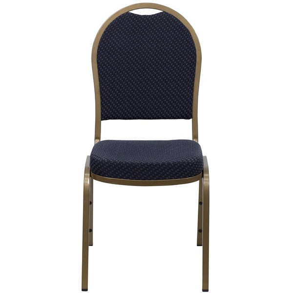 Flash Furniture HERCULES Series Dome Back Stacking Banquet Chair in Navy Patterned Fabric - Gold Frame - FD-C03-ALLGOLD-H203774-GG