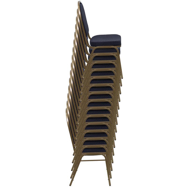 Flash Furniture HERCULES Series Dome Back Stacking Banquet Chair in Navy Patterned Fabric - Gold Frame - FD-C03-ALLGOLD-H203774-GG