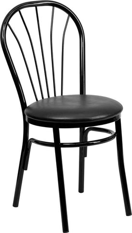 Flash Furniture HERCULES Series Fan Back Metal Chair - Black Vinyl Seat - XU-698B-BLKV-GG