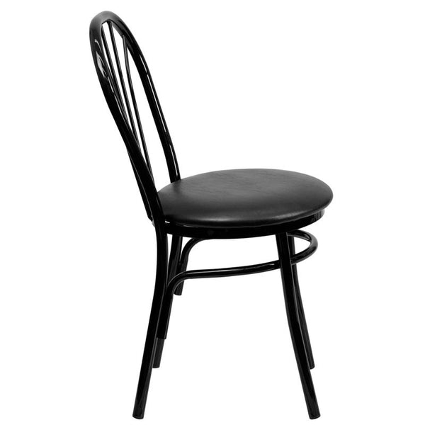 Flash Furniture HERCULES Series Fan Back Metal Chair - Black Vinyl Seat - XU-698B-BLKV-GG