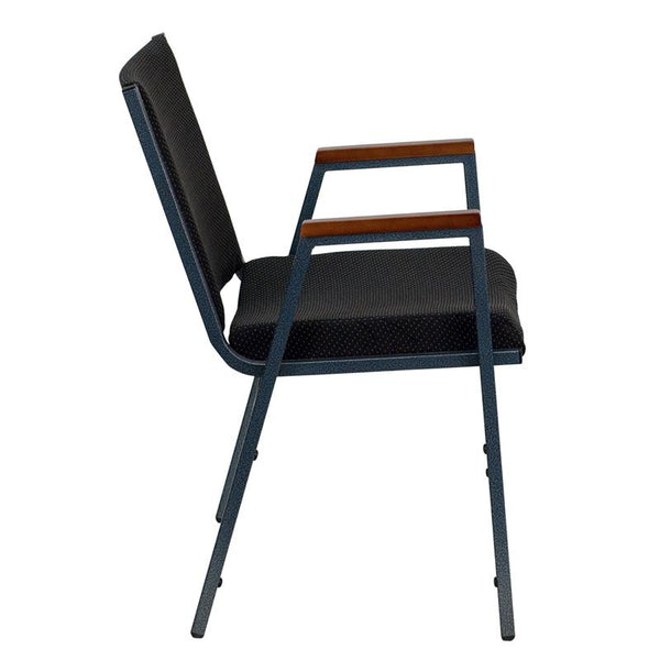 Flash Furniture HERCULES Series Heavy Duty Black Dot Fabric Stack Chair with Arms - XU-60154-BK-GG