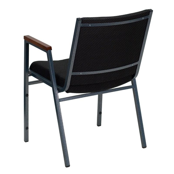 Flash Furniture HERCULES Series Heavy Duty Black Dot Fabric Stack Chair with Arms - XU-60154-BK-GG