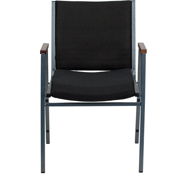 Flash Furniture HERCULES Series Heavy Duty Black Dot Fabric Stack Chair with Arms - XU-60154-BK-GG