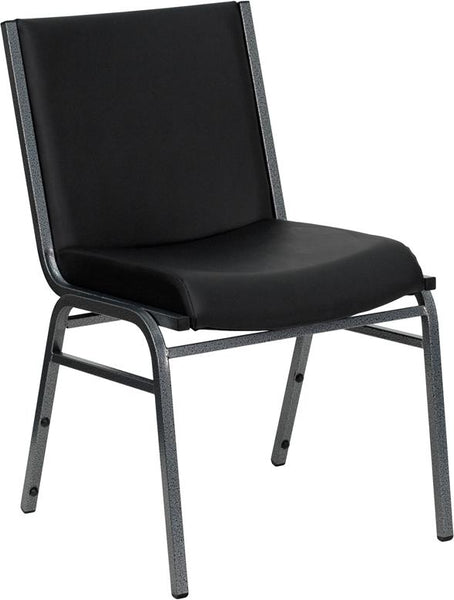 Flash Furniture HERCULES Series Heavy Duty Black Vinyl Stack Chair - XU-60153-BK-VYL-GG