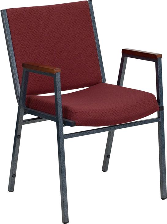 Flash Furniture HERCULES Series Heavy Duty Burgundy Patterned Fabric Stack Chair with Arms - XU-60154-BY-GG