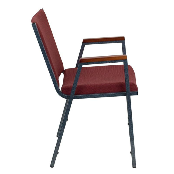 Flash Furniture HERCULES Series Heavy Duty Burgundy Patterned Fabric Stack Chair with Arms - XU-60154-BY-GG