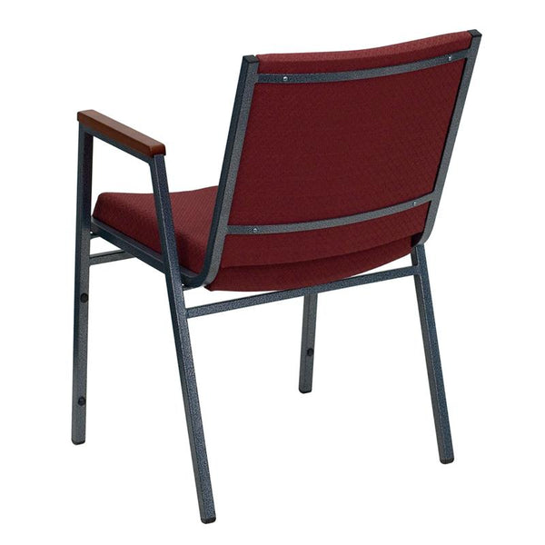 Flash Furniture HERCULES Series Heavy Duty Burgundy Patterned Fabric Stack Chair with Arms - XU-60154-BY-GG