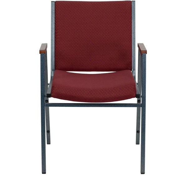 Flash Furniture HERCULES Series Heavy Duty Burgundy Patterned Fabric Stack Chair with Arms - XU-60154-BY-GG